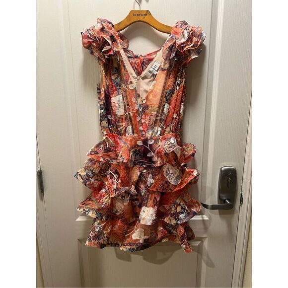 Elliatt ELECTRO RUFFLED MINI DRESS IN MULTI wedding birthday Vibe size S NWT$279 - Picture 8 of 10